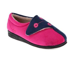 Pavers Womens Wide Fit Warm Antibacterial Slippers Navy Raspberry Size 8