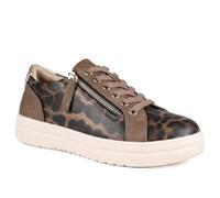Pavers Womens Wide Fit Zip & Lace Platform Trainers Brown Leopard Size 5