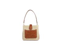 Pavers Women's Woven Shoulder Bag with Faux Leather Trim in Tan Pavers Tan One Size