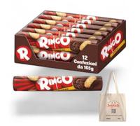Pavesi Ringo Cocoa Snack, Filled Biscuits with Chocolate Cream, Snacks for Snacks or Studio Break, Format Tube, 12 Packs of 165g