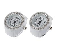 Pavewood 2X Finger Ring Watch Chic White Rhinestone for Ladies