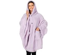 PAVILIA Angel Wrap Hooded Blanket Poncho, Wearable Blanket Throw Wrap Poncho for Women Adult, Cozy Fluffy Sherpa Fleece Shawl Cape with Hood pockets, Warm Gift for Mom Wife, Lavender Purple