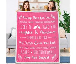 PAVILIA Best Friend Blanket, Cozy Friendship Gift for Women, Sherpa Pink | Friendship Gift Idea, BFF, Bestie, Soul Sister, Sentimental Words & Quotes, Birthday, Long Distance, Love Support