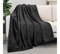 PAVILIA Black Fleece Throw Blanket for Couch Sofa Bed, Soft Fuzzy Waffle Jacquard Microfiber, Warm Lightweight Fade-Resistant Decorative All Season Throw, 50x60