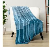 PAVILIA Blue Ombre Fleece Throw Blanket for Couch, Soft Flannel Blanket for Sofa Bed Room, Plush Lightweight Turquoise Light Blue Gradient Blanket, Cozy Microfiber Decorative Gift Throw, 50x60