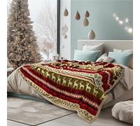 PAVILIA Christmas Sherpa Blanket Throw King Bed| Red Flannel Fleece Christmas Decoration Blanket| Plush, Warm, Soft Cozy Reversible Winter Holiday Blanket 90x108
