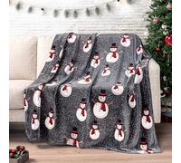 PAVILIA Christmas Snowman Throw Blanket | Grey Christmas Fleece Blanket | Soft, Plush, Warm Winter Cabin Throw, 60x80 (Grey Snowman)