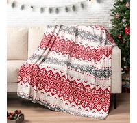PAVILIA Christmas Throw Blanket | Holiday Christmas Red Fleece Blanket | Soft, Plush, Warm Winter Cabin Throw, 60x80 (Red Snowflakes)