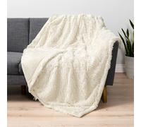 Pavilia Cream Beige Fluffy Throw, Twin Bed, Fuzzy Blanket for Women Men, Super Soft Thick Faux Fur Sherpa Blanket Throw, 60x80