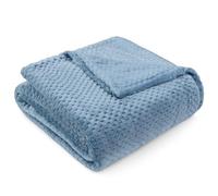 PAVILIA Dusty Blue Throw Blanket for Couch, Twin Bed, Soft Fleece Throws for Sofa Chair, Fuzzy Waffle Textured Blanket, Cozy Warm Lightweight All Season Blanket Throw, 60x80