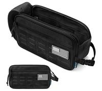 PAVILIA Extra Large Tactical Toiletry Bag for Men, Hygiene Travel Bag, Military Dopp Kit, Water Resistant Molle Pouch, Mens Shaving Grooming Essentials, Bathroom Shower Small Organizer Case, Black