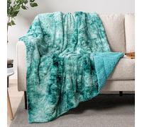 PAVILIA Faux Fur Throw Blanket Tie-Dye Turquoise, Soft Fuzzy Warm Sherpa Blankets & Throws for Bed, Fluffy Plush Thick Fleece Throw Blanket for Couch Sofa, Reversible Furry Shaggy Blanket, Teal 50x60