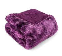 PAVILIA Faux Fur Throw Blanket Twin Tie-Dye Purple, Soft Warm Sherpa Blankets & Throws for Bed, Fluffy Plush Thick Fleece Throw Blanket for Couch Sofa, Reversible Furry Shaggy Blanket, Purple 60x80
