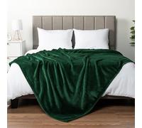 PAVILIA Flannel Fleece King Size Blanket, Super Soft Plush Lightweight Microfibre Throw for Sofa, Bed, Emerald Green, 228.6 x 274.3 cm