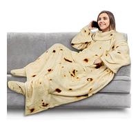 PAVILIA Fleece Blanket with Sleeves, Foot Pockets for Women Men Adults, Plush Wearable Blanket Throw Wrap, Warm Snuggle Blanket Robe, Cozy Gift Ideas Wife Mom, Burrito Beige