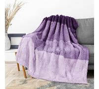 PAVILIA Fluffy Sherpa Throw Blanket Ombre | Gradient Plush, Soft, Fuzzy, Decorative Accent Throw Blanket for Couch Sofa Bed | Cozy Warm Decorative Furry Faux Fur Blanket, 50x60 Inches Purple