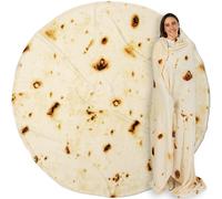 PAVILIA Giant Tortilla Novelty Food Blanket, Double Sided X Large Tortilla Wrap Fleece Throw, Funny Gift Cool Gag Fun Gifts for Adults Kids Friends (Beige, 60 Inches)
