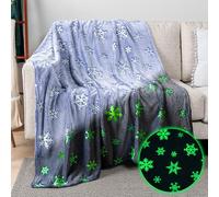 Pavilia Glow in the Dark Blanket, Blue Snowflake Gift for Kids, Soft Plush Fleece Kids Blanket for 1-10 Year Olds, Birthday, Christmas, Room Decor, 50x60