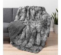 PAVILIA Gray Fluffy Throw Blanket for Couch, Twin Bed, Fuzzy Blanket for Women Men, Furry Plush Warm Blanket Bed Sofa, Super Soft Thick Faux Fur Sherpa Blanket Throw, Tie-Dye, 60x80