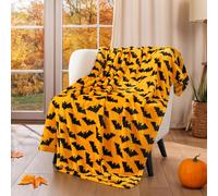 PAVILIA Halloween Throw Blanket for Couch | Bat Fall Halloween Fleece Blanket | Soft, Plush, Warm Black Fall Cabin Throw, 50x60 (Bat Halloween)