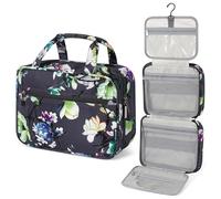 PAVILIA Hanging Toiletry Bag for Women Men, Large Foldable Travel Toiletry Organizer with Hook - Water Resistant Makeup & Cosmetic Case for Toiletries, Skincare, Shampoo, Dopp Kit Travel Bag, Floral