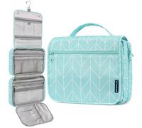 PAVILIA Hanging Toiletry Bag for Women Men, Travel Essentials Organizer, Teal Chevron, L, Classic