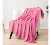 PAVILIA Hot Pink Fleece Throw Blanket for Couch Sofa Bed, Soft Fuzzy Waffle Jacquard Microfiber, Warm Lightweight Fade-Resistant Decorative All Season Throw, 50x60