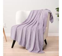 PAVILIA Lavender Purple Throw Blanket for Couch Bed, Soft Fleece Throws for Sofa Chair, Fuzzy Waffle Textured Blanket, Cozy Warm Lightweight All Season Blanket Throw, 50x60