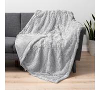 PAVILIA Light Gray Fluffy Throw Blanket for Couch, Twin Bed - Super Soft Thick Faux Fur Sherpa Blanket - 60x80