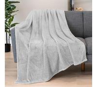 PAVILIA Light Grey Throws for Couch Bed, Soft Fleece Throws for Sofa and Chair, Fluffy Waffle Textured Blanket, Cozy Warm Lightweight All Seasons, 50"x60"