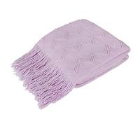 PAVILIA Light Purple Knit Throw Blanket Couch, Soft Knitted Boho Farmhouse Home Decor Woven Throw, Cozy Decorative Afghan Bed Sofa, Outdoor Summer Fall Gift Lightweight, Lilac Lavender Purple, 50x60