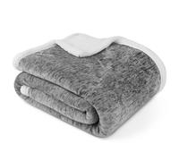 PAVILIA Melange Dark Gray Sherpa Blanket Throw for Couch, Warm Soft Cozy Reversible Blanket Sofa Bed, Thick Plush Large Fleece Car Blanket, Decorative Home Room Decor Gifts Men Women, 50x60 Dark Grey