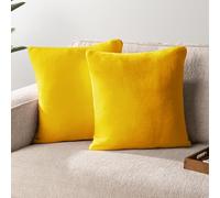PAVILIA Mustard Yellow Decorative Throw Pillow Covers 18x18 Set of 2 Plush