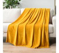 PAVILIA Mustard Yellow Fleece Throw Blanket for Couch, Gold Soft Fuzzy Flannel Throw for Sofa, Luxury Plush Microfiber Bed Blanket, Cozy Home Decorative Velvet Gift Blanket, 50x60