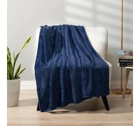 PAVILIA Navy Blue Fleece Throw Blanket for Couch, Dark Blue Super Soft Fuzzy Flannel Throw for Sofa, Luxury Plush Microfiber Bed Blanket, Cozy Home Decorative Velvet Gift Blanket, 50x60