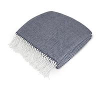 Pavilia Navy Blue Herringbone Throw for Couch, Bed & Outdoor - Faux Cashmere, Lightweight Accent, 50x60