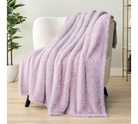PAVILIA Plush Sherpa Throw Blanket for Couch Sofa | Soft Fluffy Shaggy Fleece Blanket | Fuzzy, Cozy, Warm Microfiber Throw Solid Blanket, Lavender Light Purple, 50x60