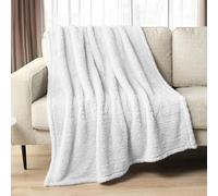 PAVILIA Plush Sherpa Throw Blanket for Couch Sofa | Soft Fluffy Shaggy Fleece Blanket | Fuzzy, Cozy, Warm Microfiber Throw Solid Blanket, White, 60x80, Twin Bed