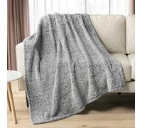 PAVILIA Plush Sherpa Throw Blanket for Couch Sofa | Soft Fluffy Shaggy Fleece Blanket | Fuzzy, Cozy, Warm Microfiber Throw Solid Blanket, Heather Grey, 60x80, Twin Bed
