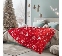 PAVILIA Premium Christmas Sherpa Throw Blanket | Christmas Decoration Gift, Fleece, Plush, Warm, Cozy Reversible Microfiber Holiday Blanket | Red Reindeer - 60x80 Twin