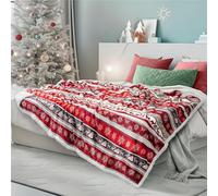 PAVILIA Premium Christmas Sherpa Throw Blanket | Christmas Decoration Reindeers, Fleece, Plush, Warm, Cozy Reversible Microfiber Holiday Blanket 60x80