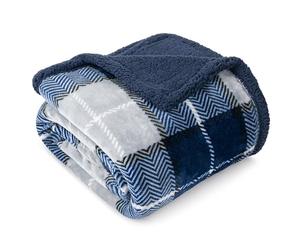PAVILIA Premium Plaid Sherpa Fleece Bed Blanket Twin Size | Super Soft, Cozy, Plush, Lightweight Microfiber, Reversible Bed Blanket for Couch, Sofa, Bed, All Season (Navy Blue, 60 x 80 Inches)