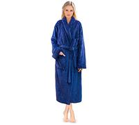 PAVILIA Premium Womens Plush Soft Robe Fluffy, Warm, Fleece Sherpa Shaggy Bathrobe, Blue, S-M