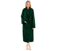 PAVILIA Premium Womens Plush Soft Robe Fluffy, Warm, Fleece Sherpa Shaggy Bathrobe, Emerald Green, L-x-L