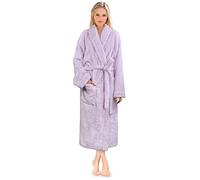 PAVILIA Premium Womens Plush Soft Robe Fluffy, Warm, Fleece Sherpa Shaggy Bathrobe, Lavender, S-M