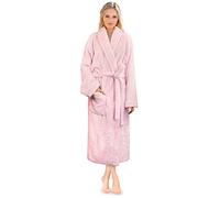 PAVILIA Premium Women's Plush Soft Robe Fluffy Warm Fleece Sherpa Shaggy Bathrobe, Light pink colour, L-XL