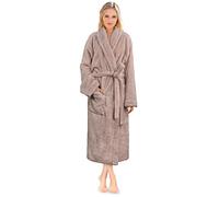 PAVILIA Premium Womens Plush Soft Robe Fluffy, Warm, Fleece Sherpa Shaggy Bathrobe, Taupe, S-M
