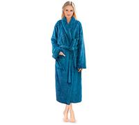 PAVILIA Premium Womens Plush Soft Robe Fluffy, Warm, Fleece Sherpa Shaggy Bathrobe, Teal Blue, L-x-L