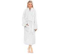 PAVILIA Premium Womens Plush Soft Robe Fluffy, Warm, Fleece Sherpa Shaggy Bathrobe, White, S-M