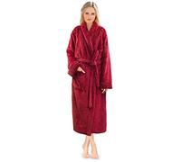 PAVILIA Premium Womens Plush Soft Robe Fluffy, Warm, Fleece Sherpa Shaggy Bathrobe, Wine, S-M